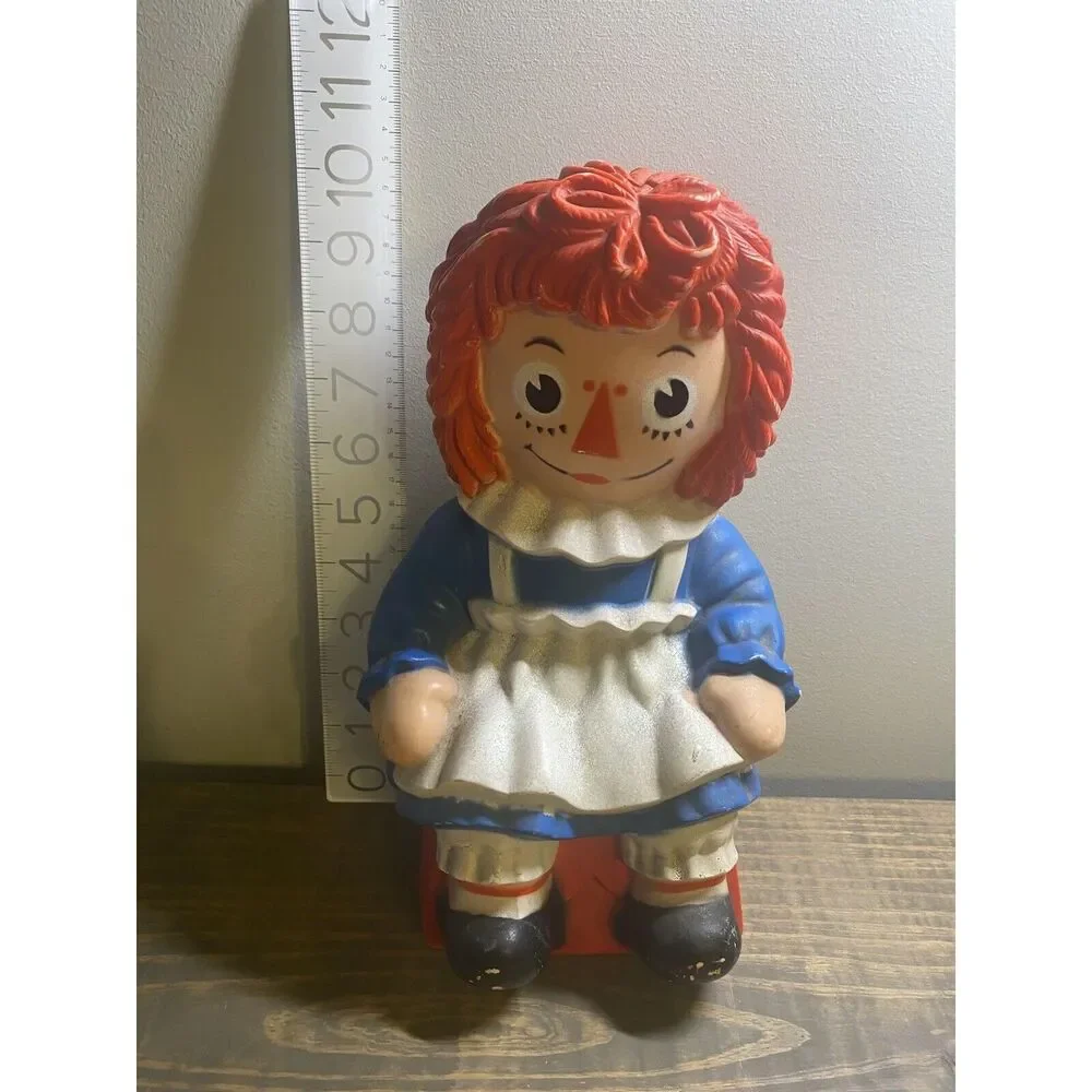 Vintage 1972 RAGGEDY ANN Plastic Piggy Bank BOBBS MERRILL MY TOY CO. Large 10.5